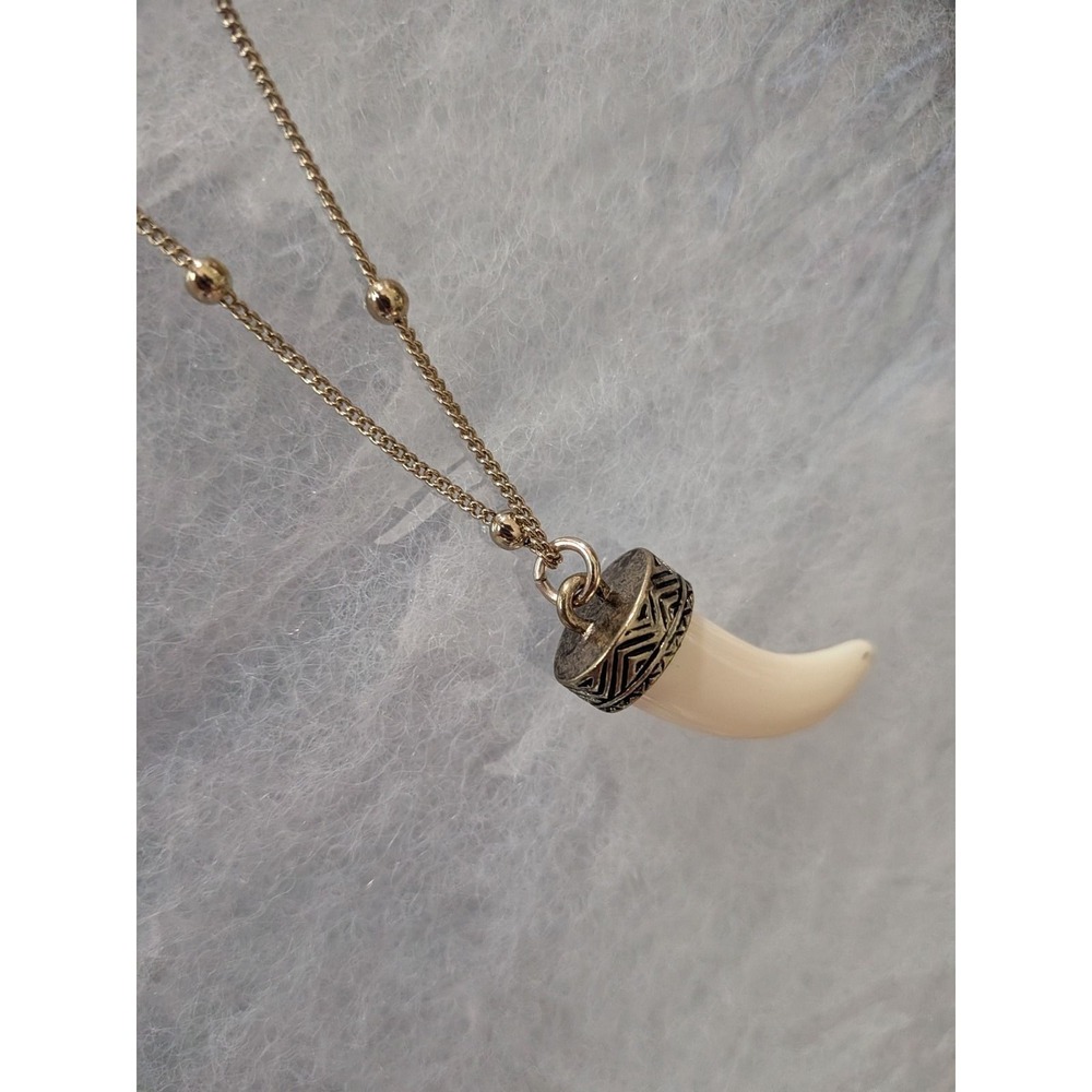 Bansri Boho Gold Tone Layered Elephant and Horn Pendant Necklace Etched Detail - Picture 6 of 6
